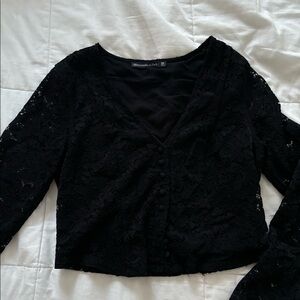 Abercrombie & Fitch Long Sleeve Lace Button-up Top